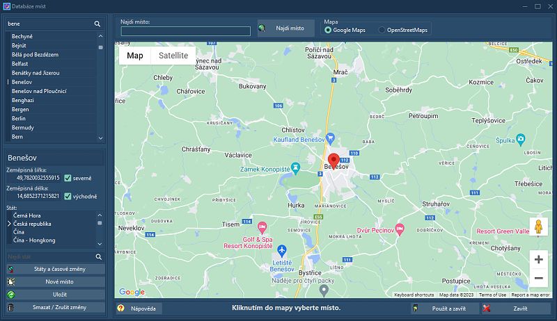 Nebeský kalendář - obrazovka